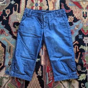 Denim cropped pants; Express Editor w/ stretch